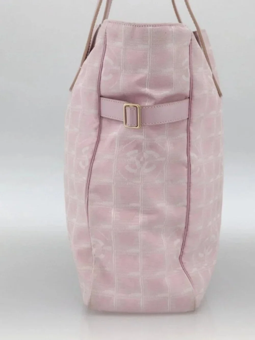 CHANEL New Travel Line Tote Bag Nylon Pink Gold CC Auth BA11991